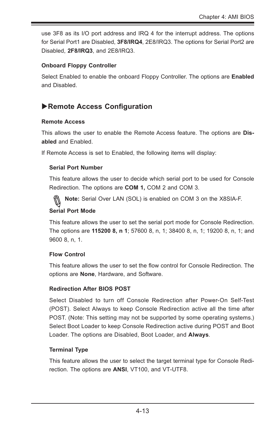 Remote access configuration | SUPER MICRO Computer SUPERO X8SIA-F User Manual | Page 89 / 109