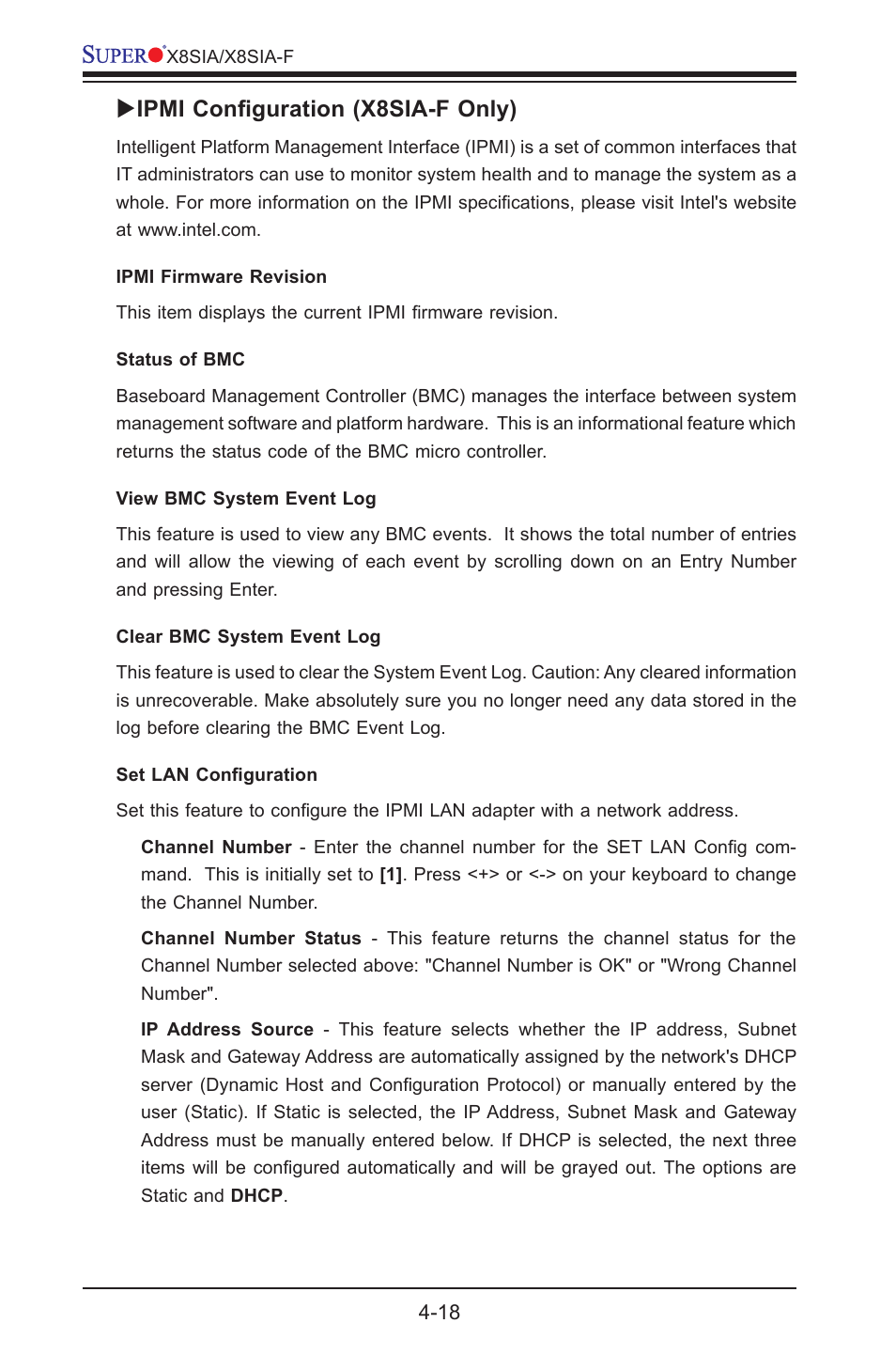 Ipmi configuration (x8sia-f only) | SUPER MICRO Computer SUPERO X8SIA-F User Manual | Page 94 / 109