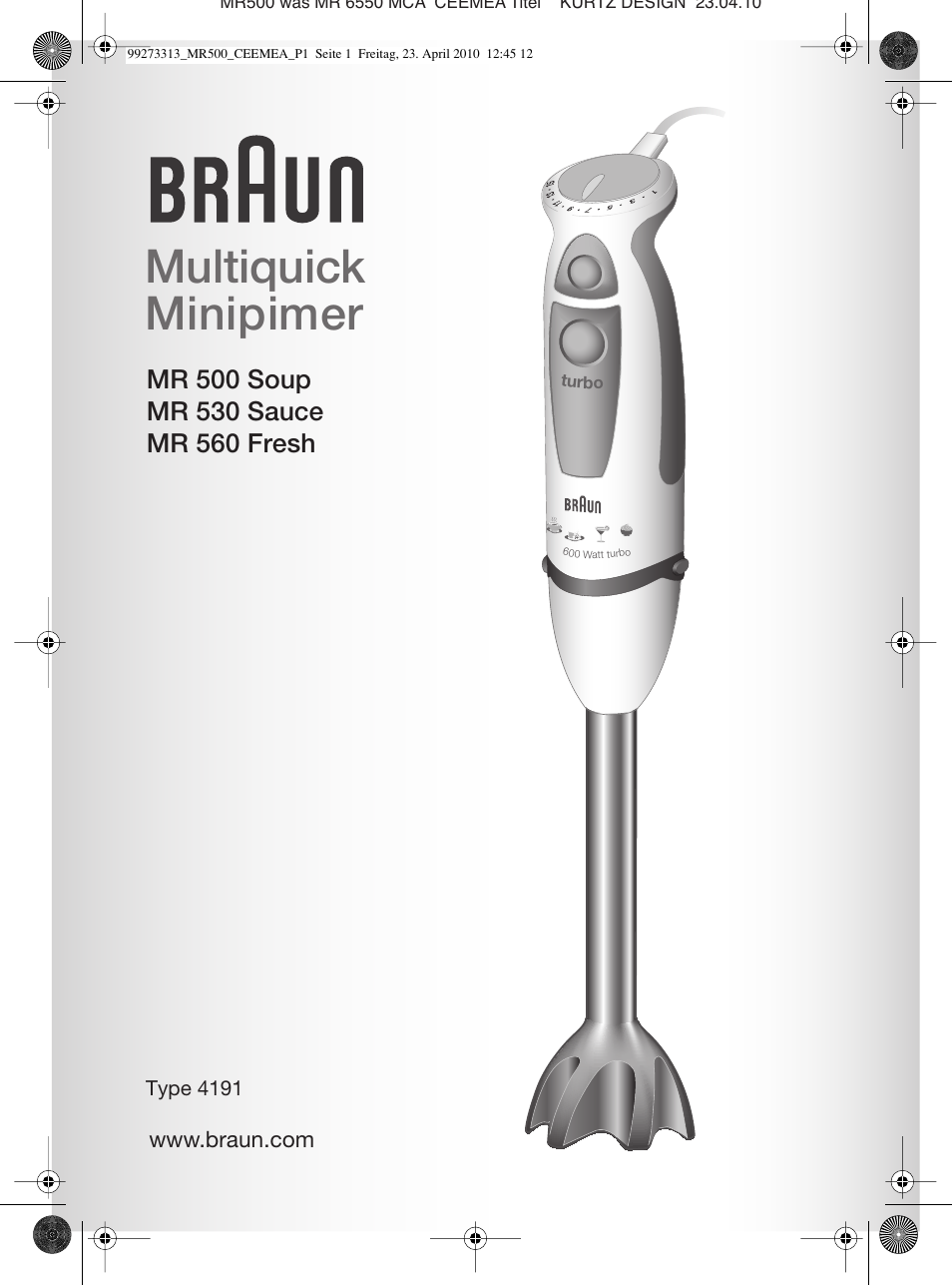 Braun MR530 Sauce User Manual | 42 pages