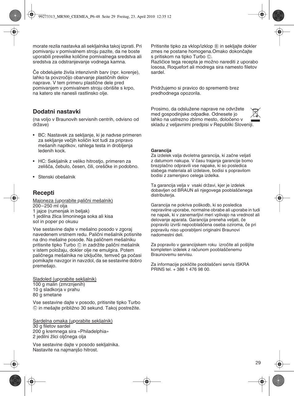 Dodatni nastavki, Recepti | Braun MR530 Sauce User Manual | Page 28 / 42