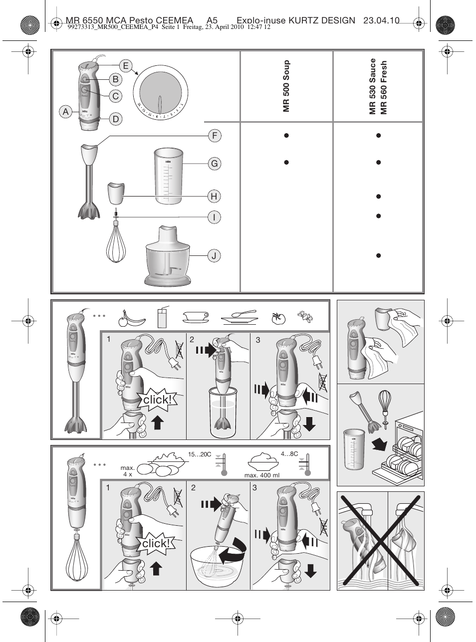 Click | Braun MR530 Sauce User Manual | Page 3 / 42