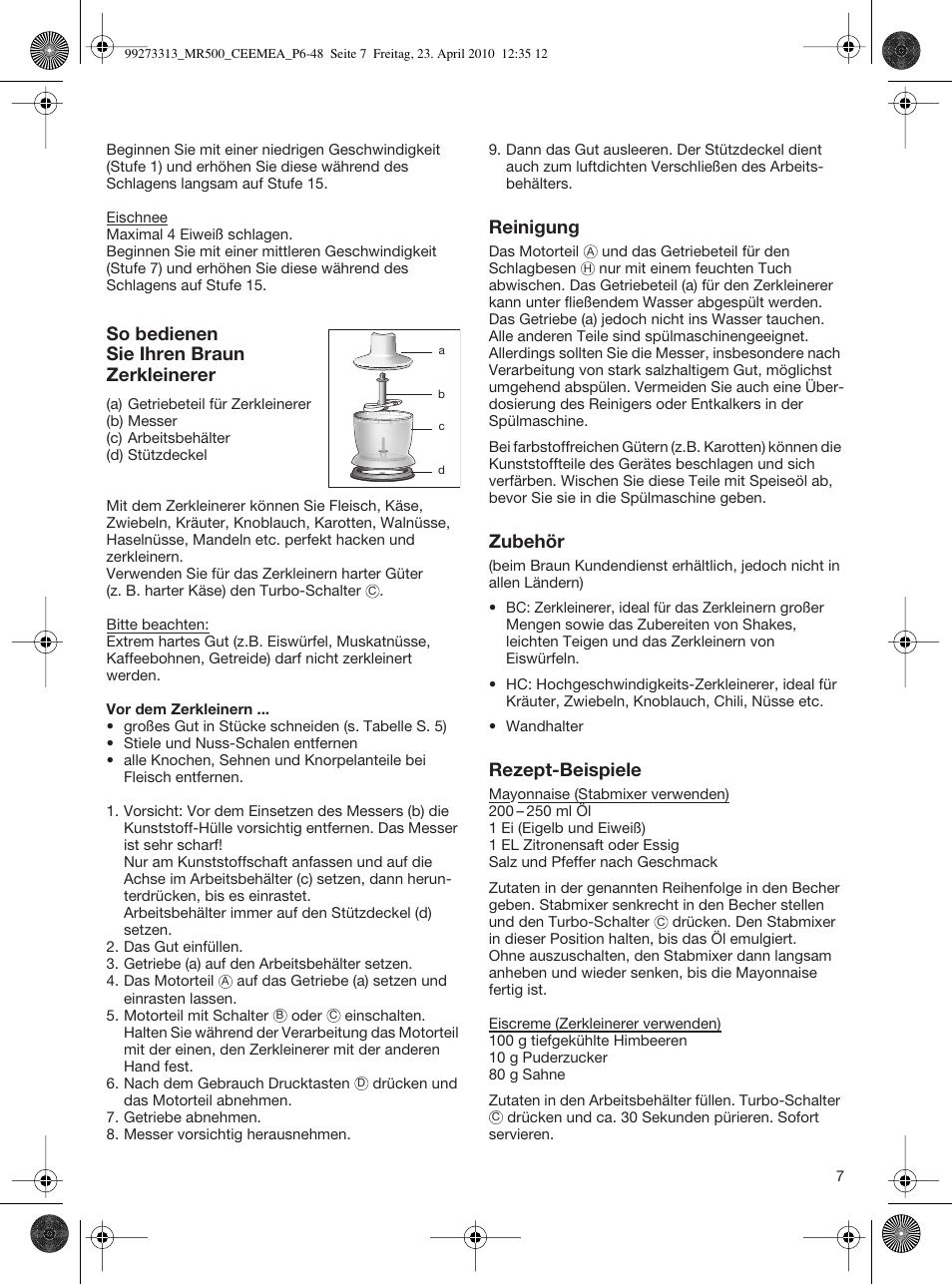 Braun MR530 Sauce User Manual | Page 6 / 42