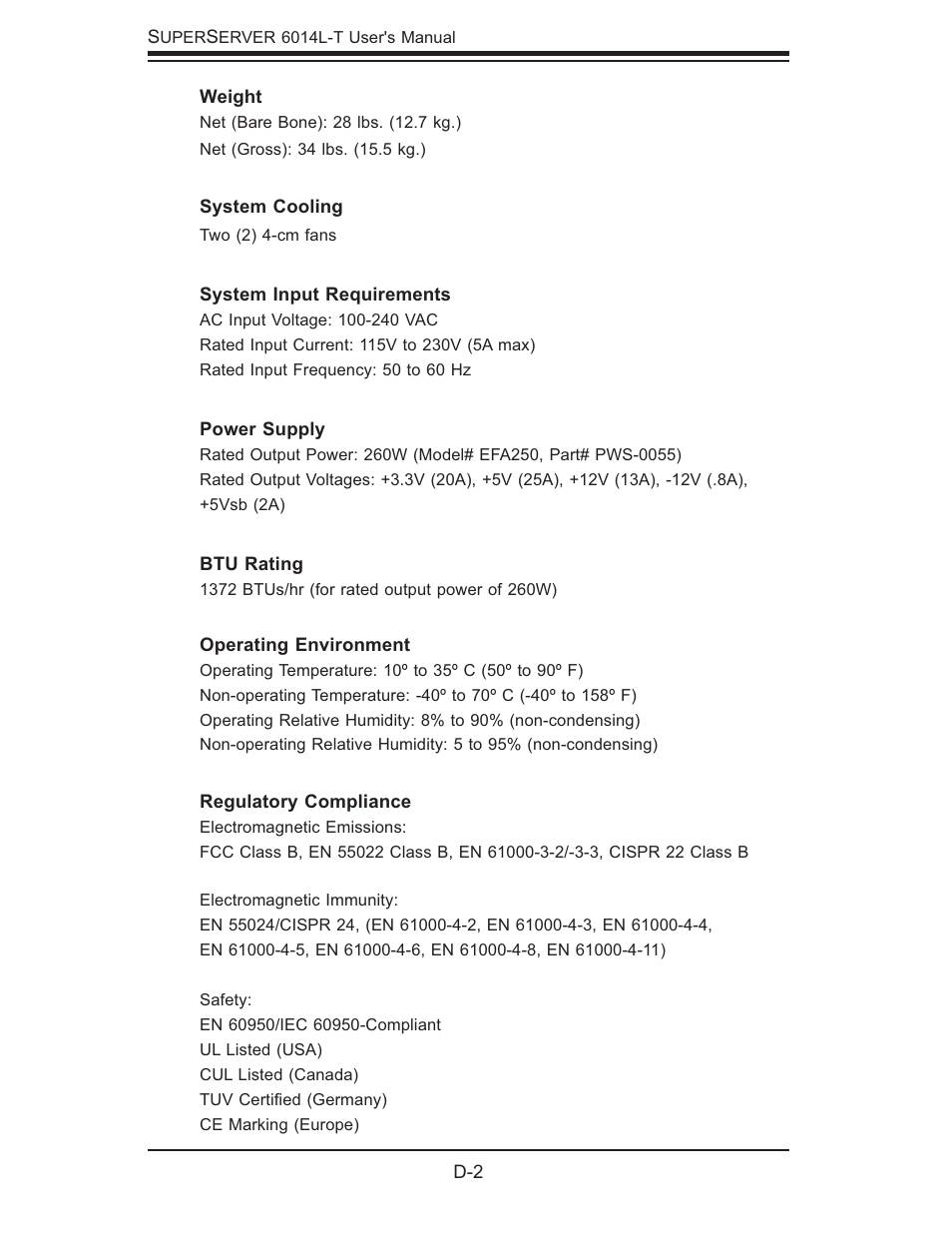 SUPER MICRO Computer SUPERSERVER 6014L-T User Manual | Page 120 / 120