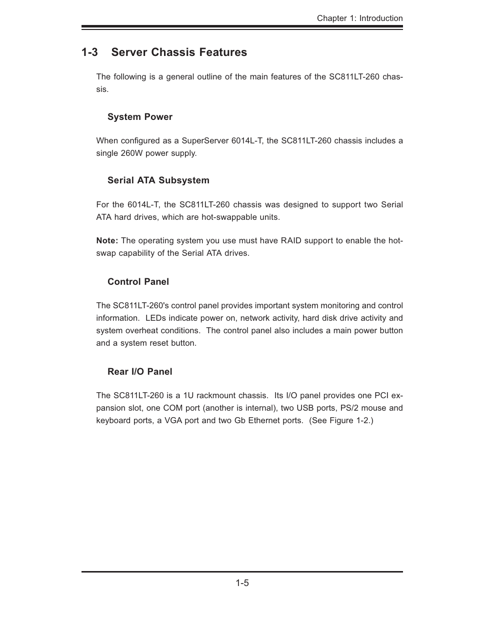 3 server chassis features | SUPER MICRO Computer SUPERSERVER 6014L-T User Manual | Page 15 / 120