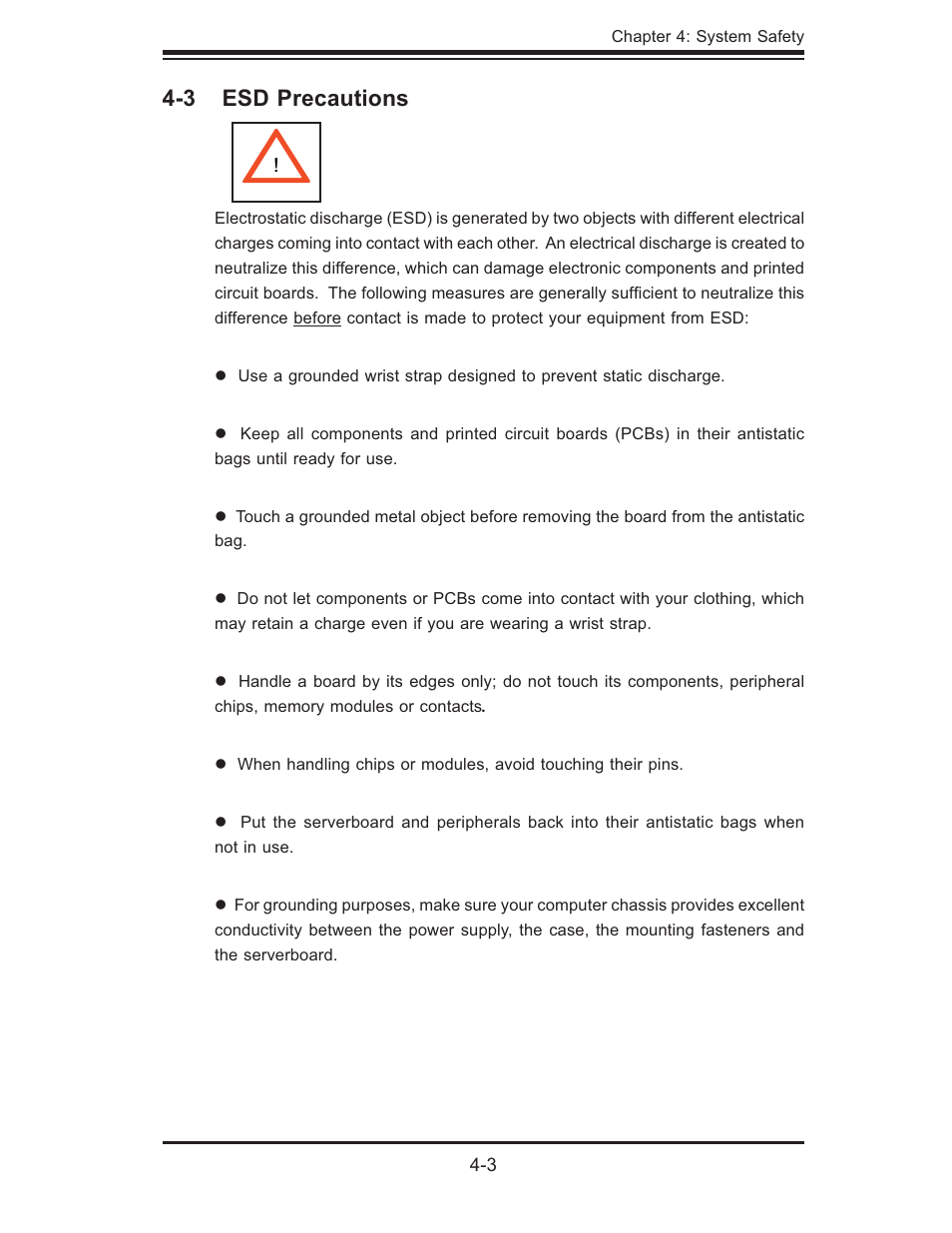 3 esd precautions | SUPER MICRO Computer SUPERSERVER 6014L-T User Manual | Page 35 / 120