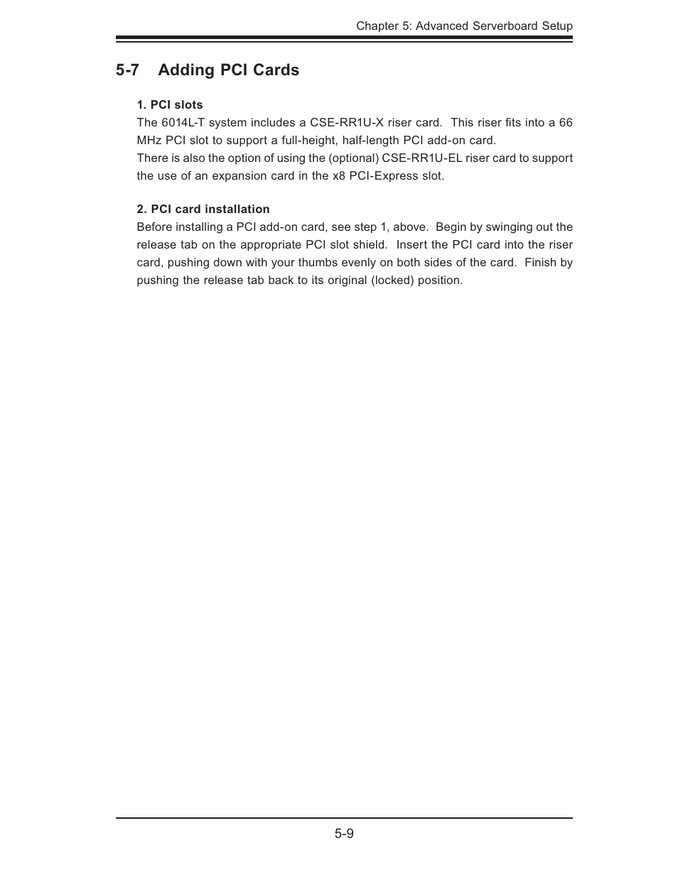 7 adding pci cards | SUPER MICRO Computer SUPERSERVER 6014L-T User Manual | Page 45 / 120