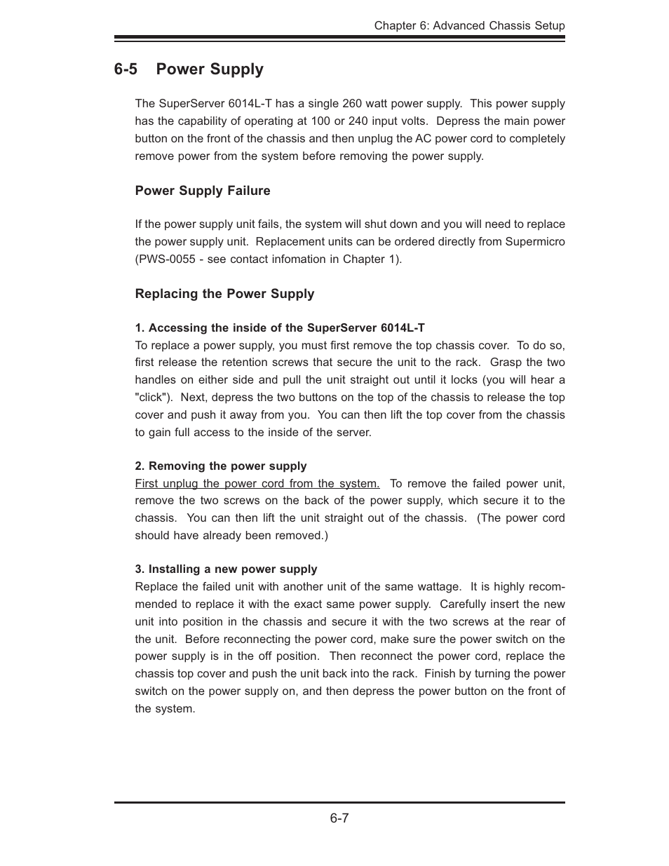 5 power supply | SUPER MICRO Computer SUPERSERVER 6014L-T User Manual | Page 67 / 120