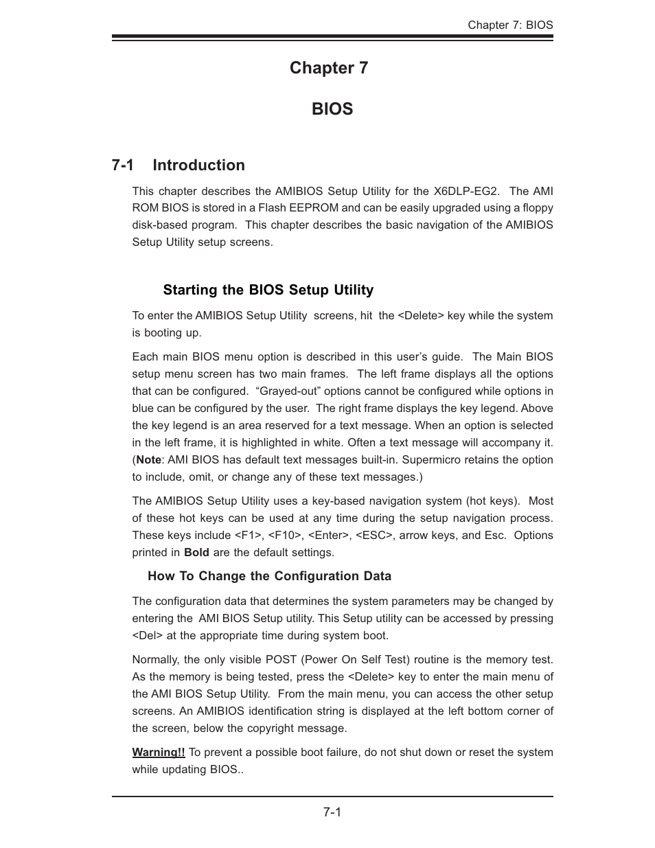 Chapter 7 bios | SUPER MICRO Computer SUPERSERVER 6014L-T User Manual | Page 69 / 120