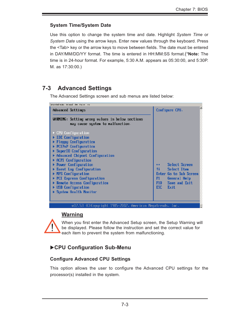 3 advanced settings | SUPER MICRO Computer SUPERSERVER 6014L-T User Manual | Page 71 / 120