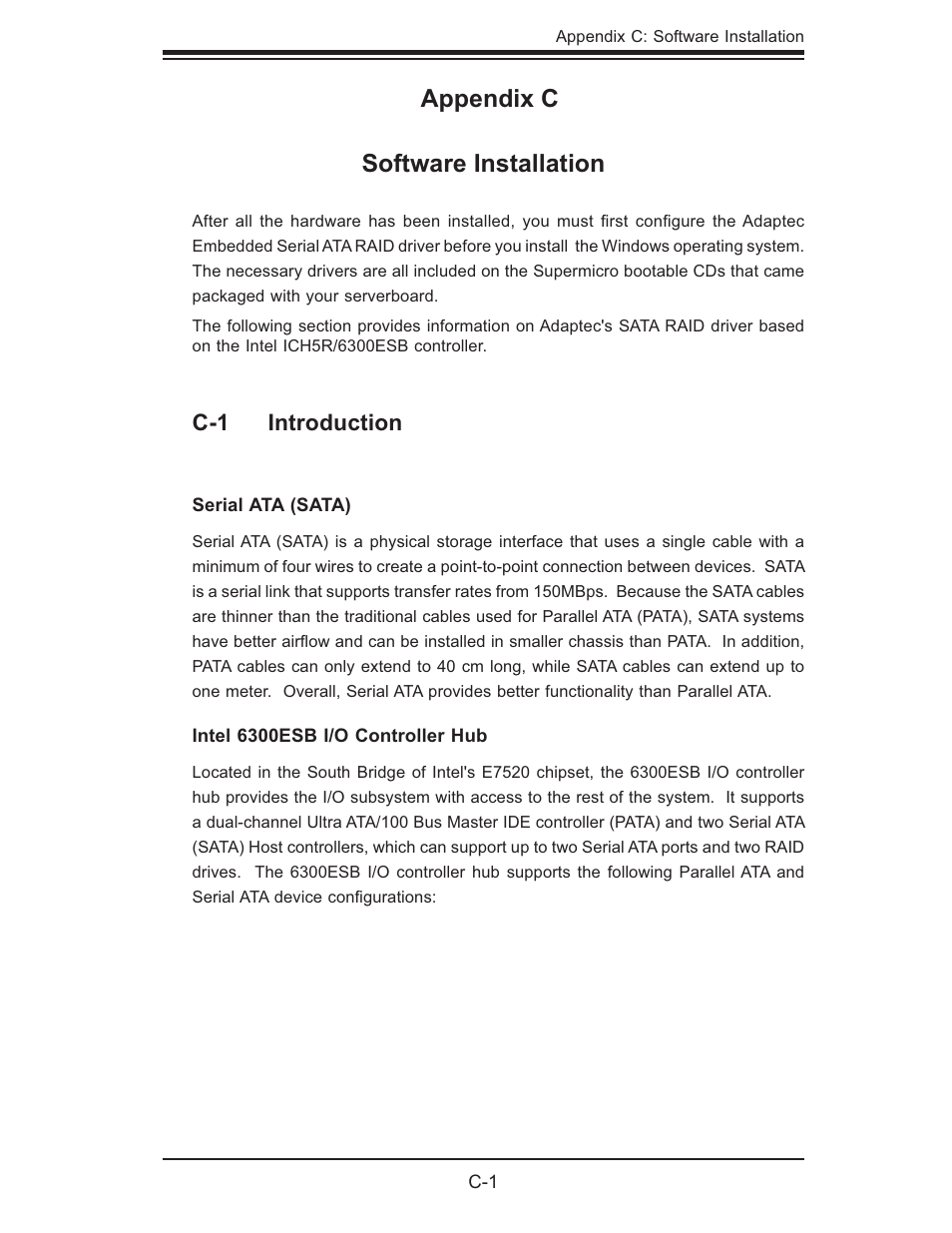 Appendix c software installation, C-1 introduction | SUPER MICRO Computer SUPERSERVER 6014L-T User Manual | Page 99 / 120