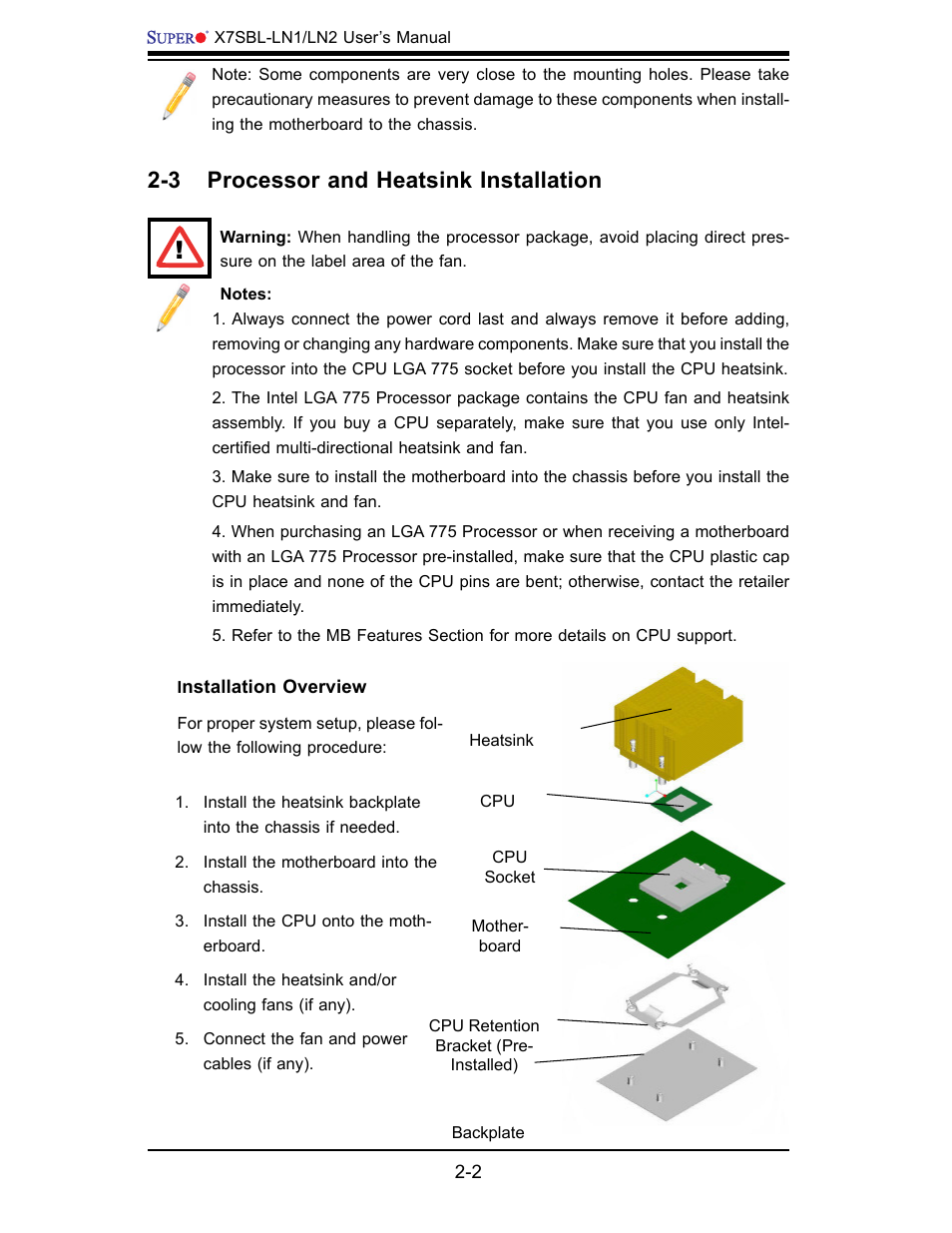3 processor and heatsink installation | SUPER MICRO Computer X7SBL-LN1/LN2 User Manual | Page 20 / 95