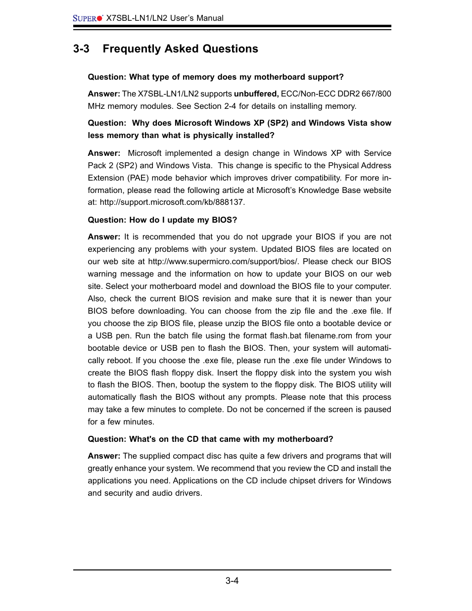 3 frequently asked questions | SUPER MICRO Computer X7SBL-LN1/LN2 User Manual | Page 54 / 95