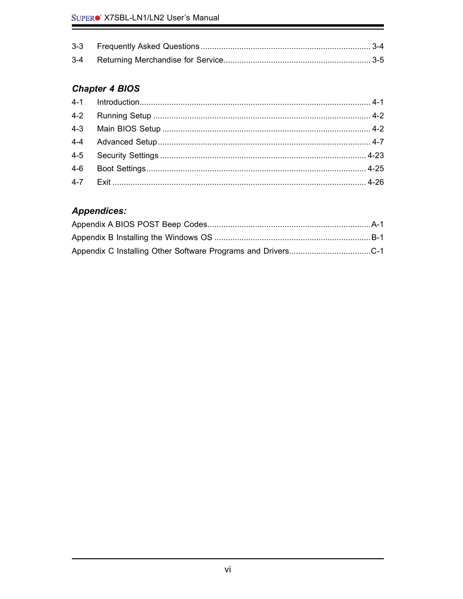SUPER MICRO Computer X7SBL-LN1/LN2 User Manual | Page 6 / 95