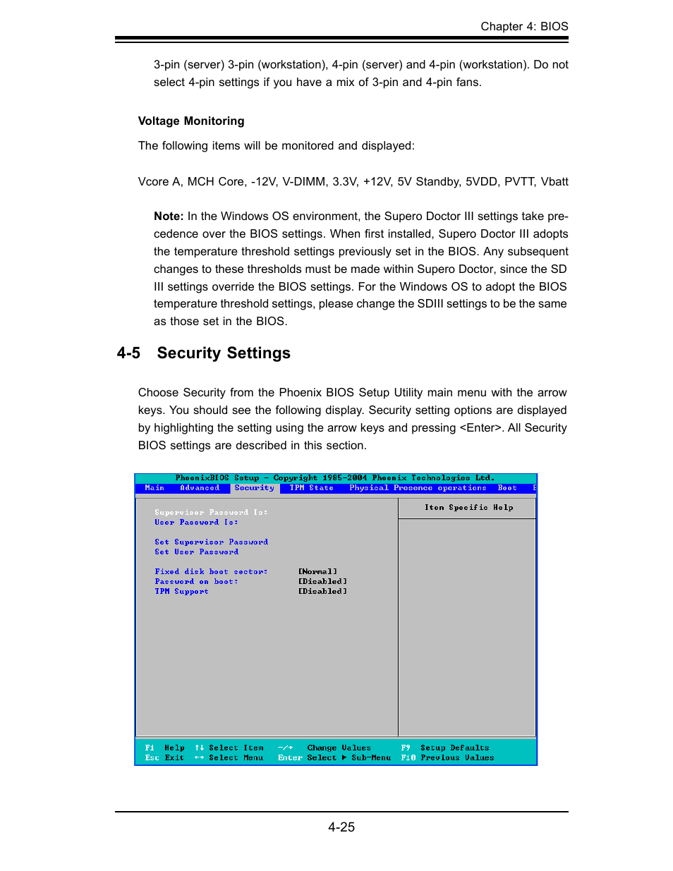 5 security settings | SUPER MICRO Computer X7SBL-LN1/LN2 User Manual | Page 81 / 95