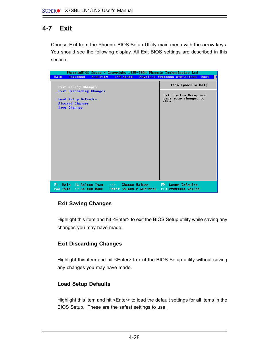 7 exit | SUPER MICRO Computer X7SBL-LN1/LN2 User Manual | Page 84 / 95