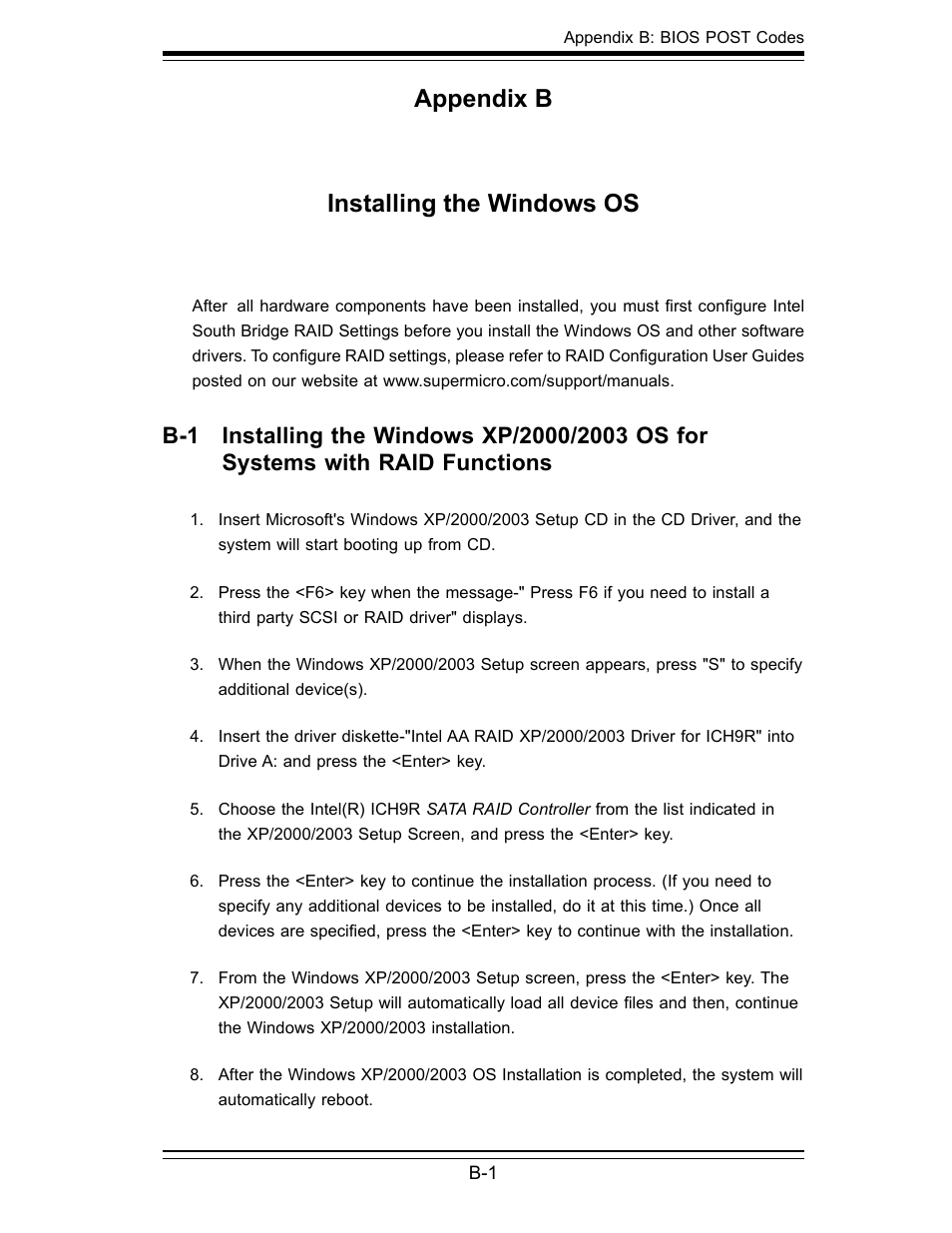 Appendix b installing the windows os | SUPER MICRO Computer X7SBL-LN1/LN2 User Manual | Page 89 / 95