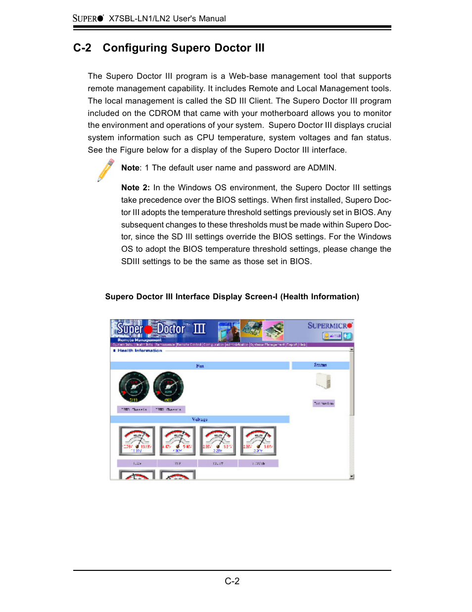 C-2 confi guring supero doctor iii | SUPER MICRO Computer X7SBL-LN1/LN2 User Manual | Page 92 / 95