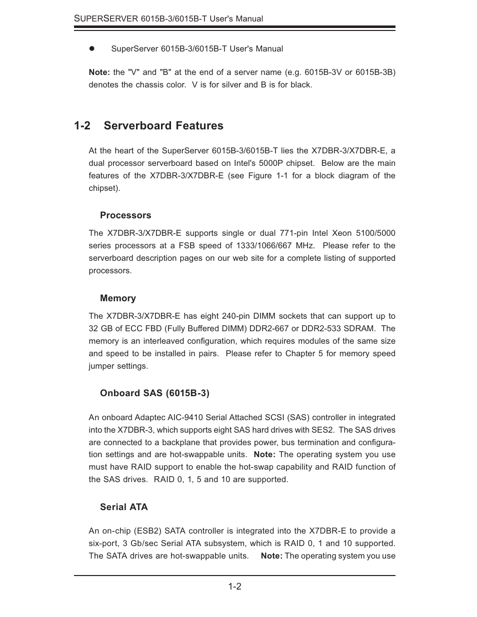 2 serverboard features | SUPER MICRO Computer SUPERSERVER 6015B-3 User Manual | Page 12 / 144