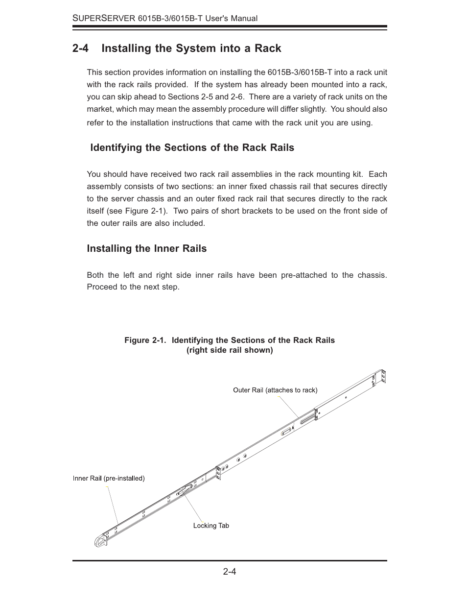 4 installing the system into a rack | SUPER MICRO Computer SUPERSERVER 6015B-3 User Manual | Page 20 / 144