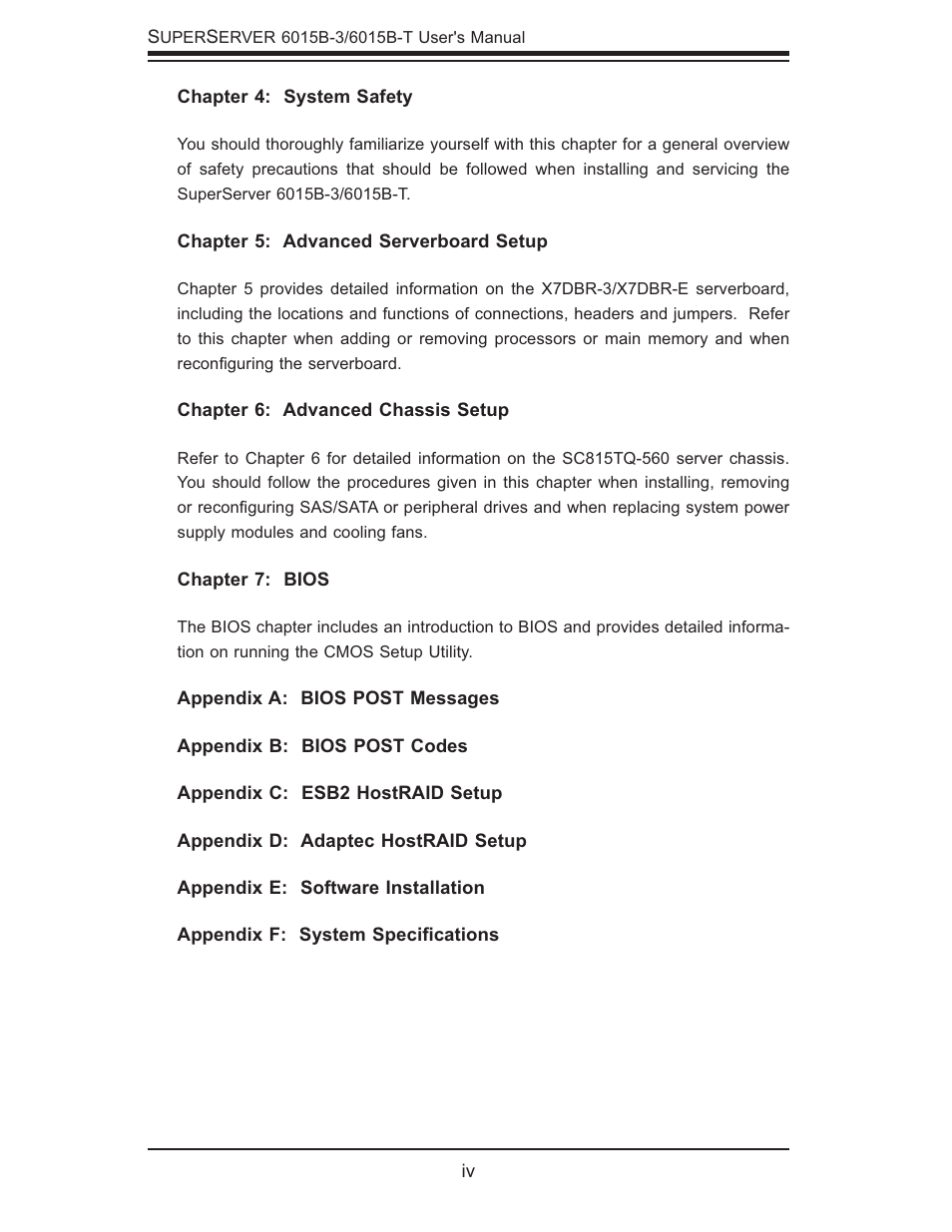 SUPER MICRO Computer SUPERSERVER 6015B-3 User Manual | Page 4 / 144