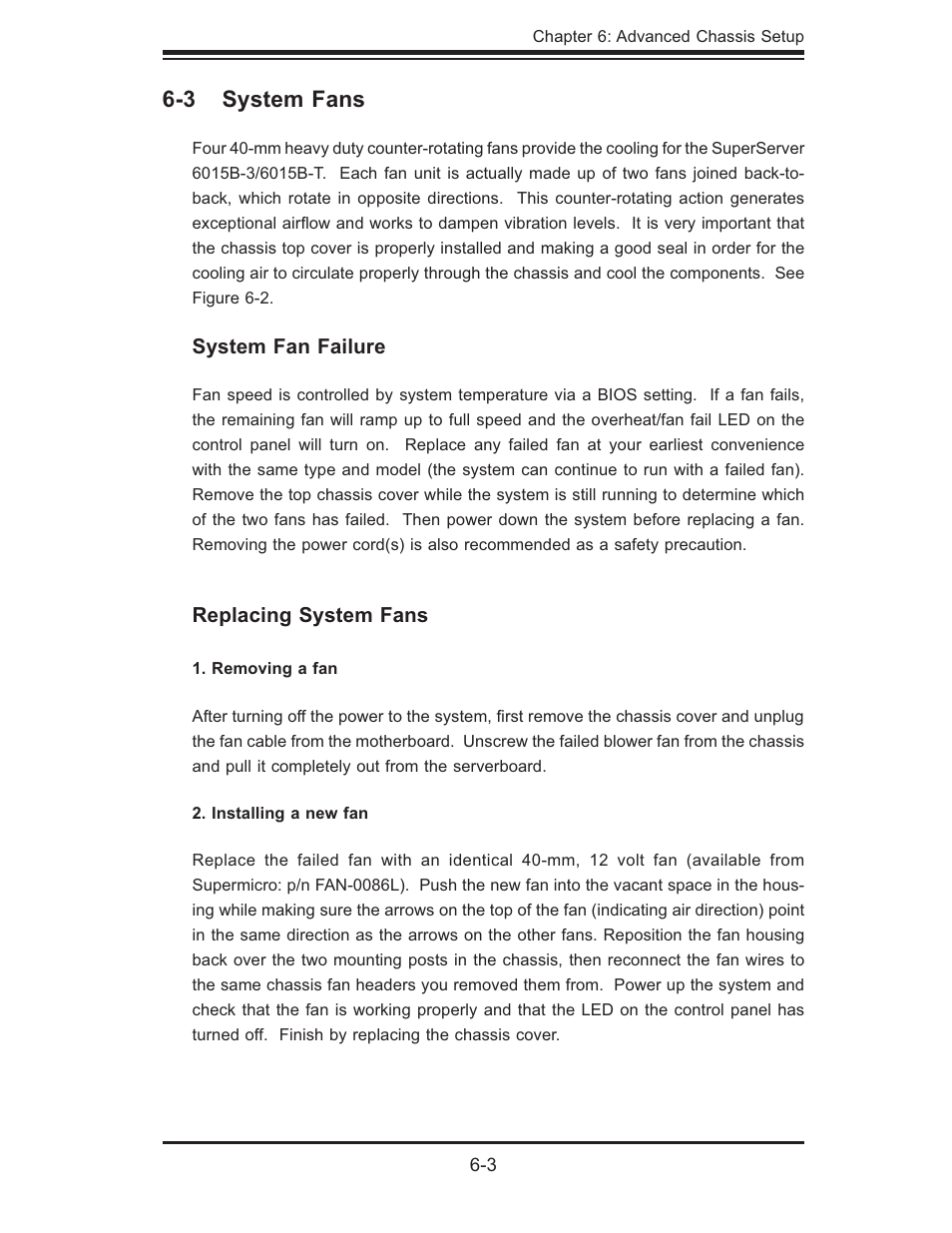 3 system fans | SUPER MICRO Computer SUPERSERVER 6015B-3 User Manual | Page 61 / 144