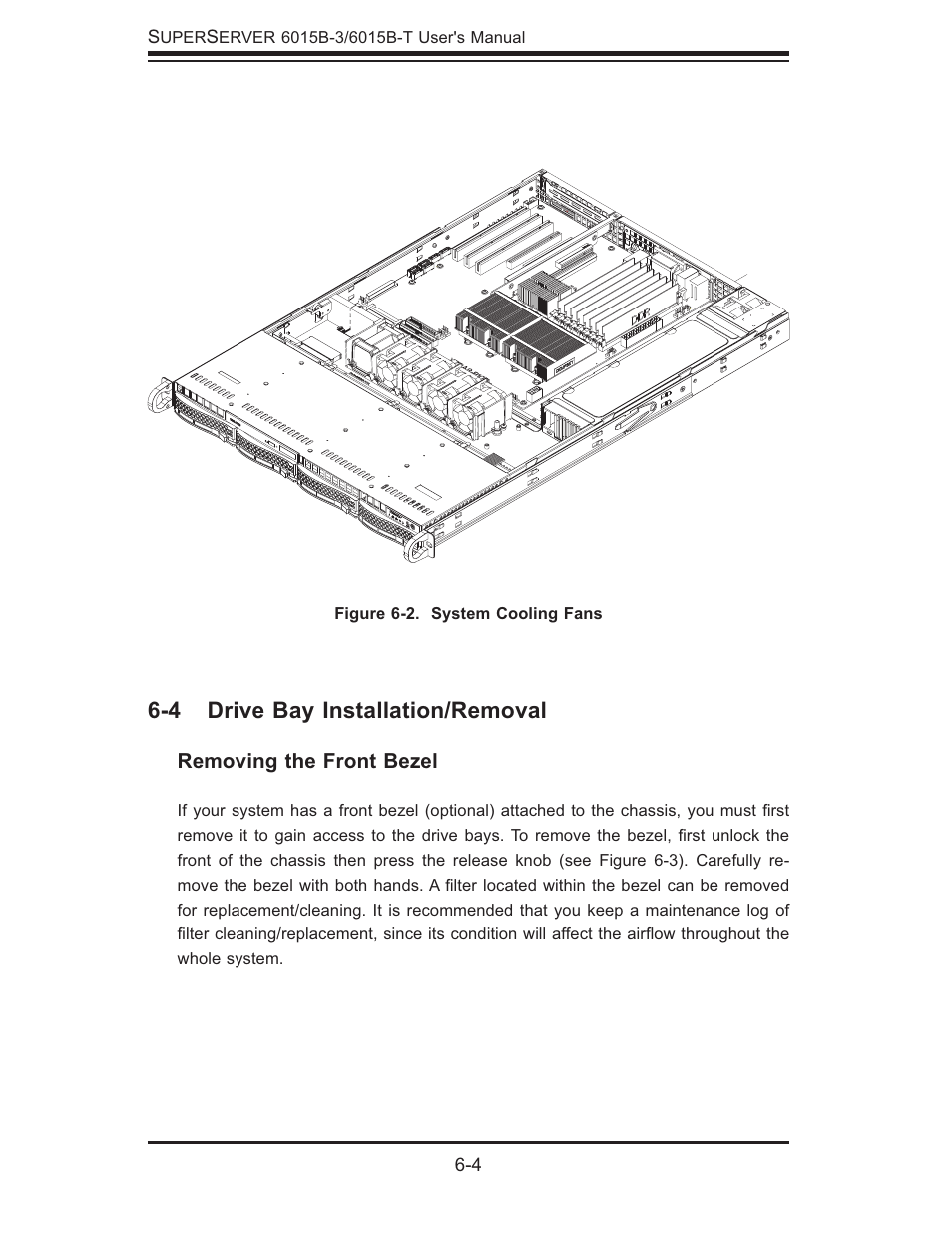 4 drive bay installation/removal | SUPER MICRO Computer SUPERSERVER 6015B-3 User Manual | Page 62 / 144