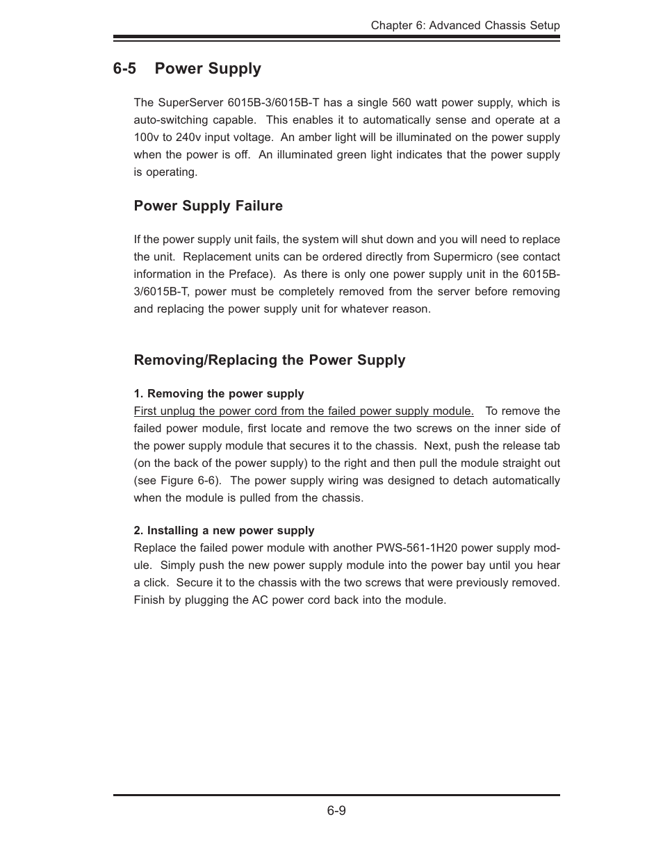 5 power supply | SUPER MICRO Computer SUPERSERVER 6015B-3 User Manual | Page 67 / 144
