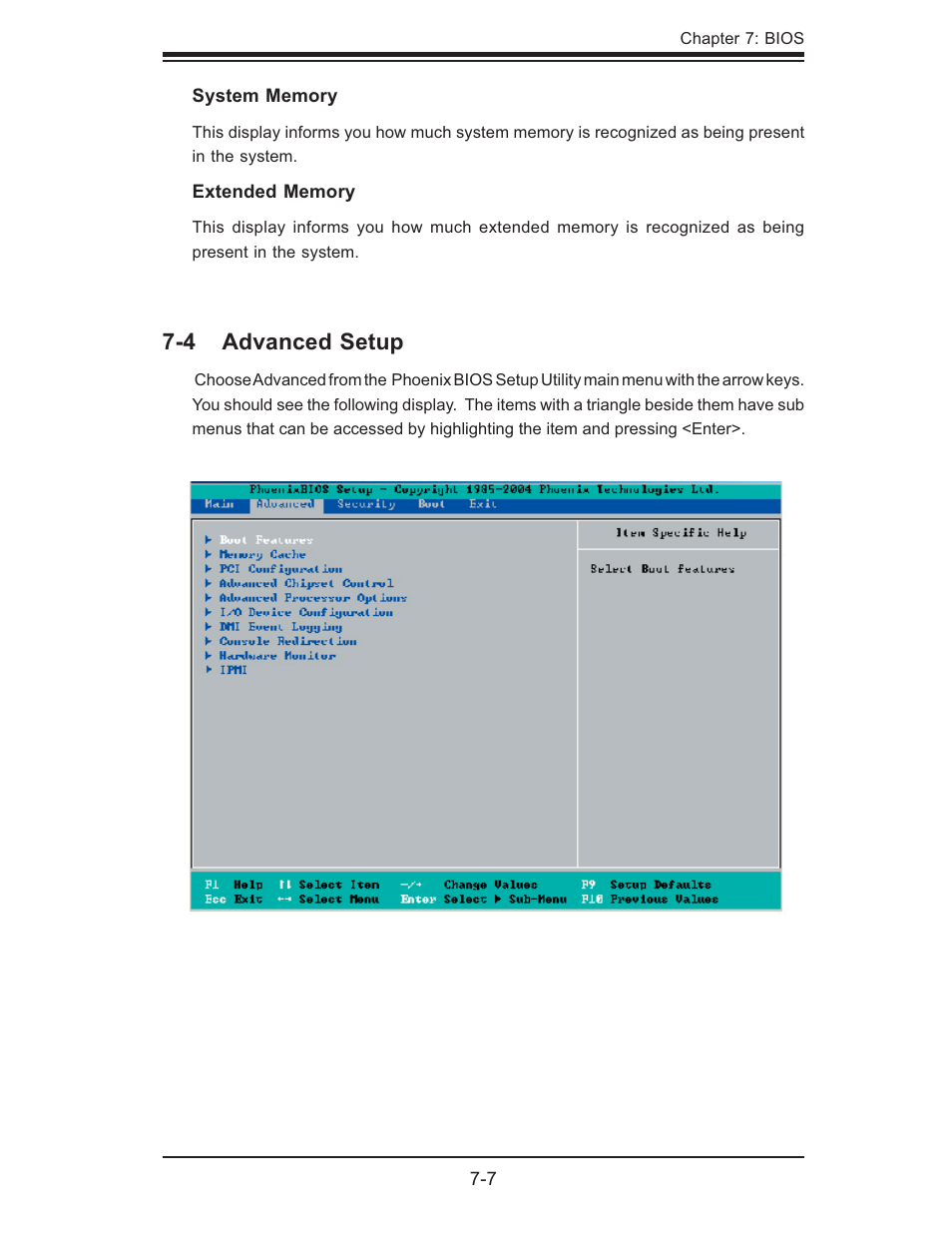 4 advanced setup | SUPER MICRO Computer SUPERSERVER 6015B-3 User Manual | Page 75 / 144