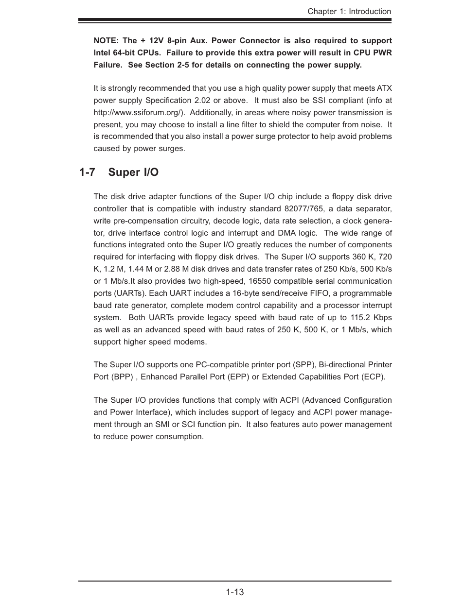 7 super i/o | SUPER MICRO Computer SUPER X7DB8 User Manual | Page 19 / 130