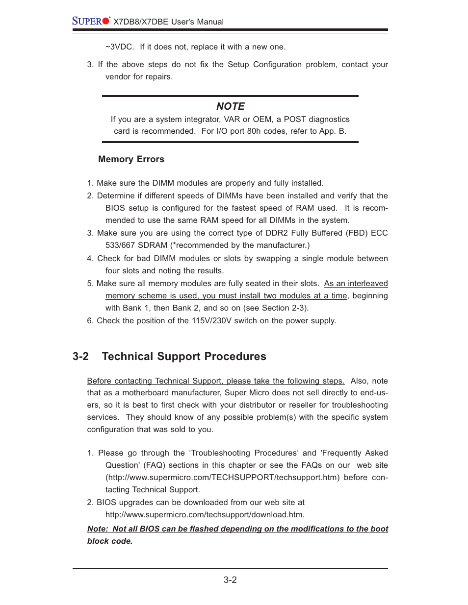 2 technical support procedures | SUPER MICRO Computer SUPER X7DB8 User Manual | Page 56 / 130