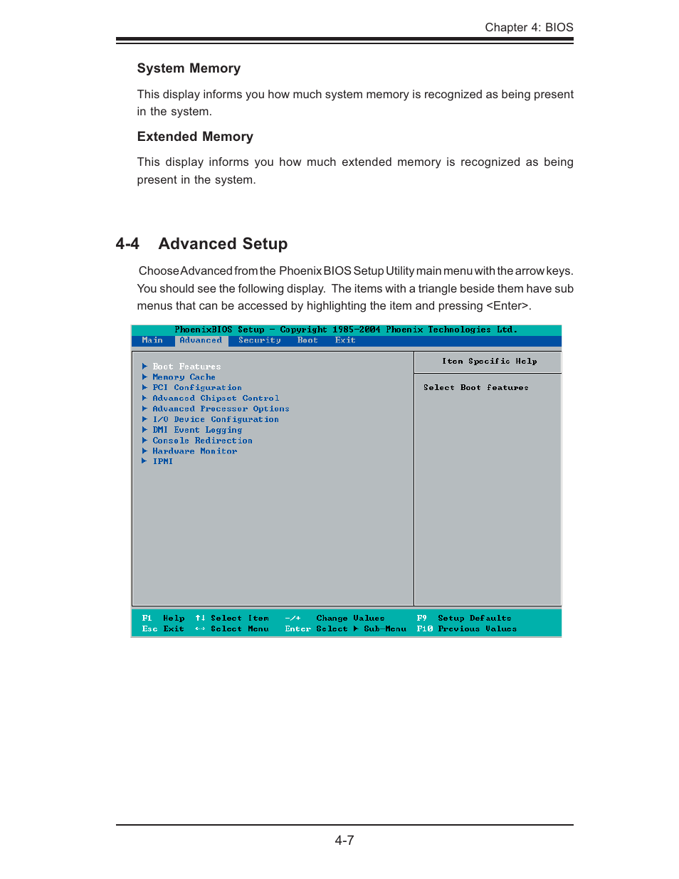 4 advanced setup | SUPER MICRO Computer SUPER X7DB8 User Manual | Page 65 / 130