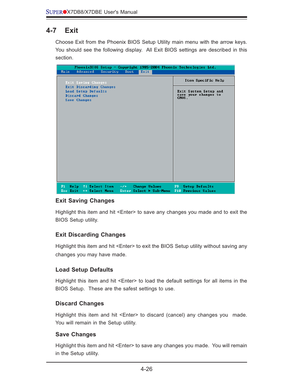 7 exit | SUPER MICRO Computer SUPER X7DB8 User Manual | Page 84 / 130