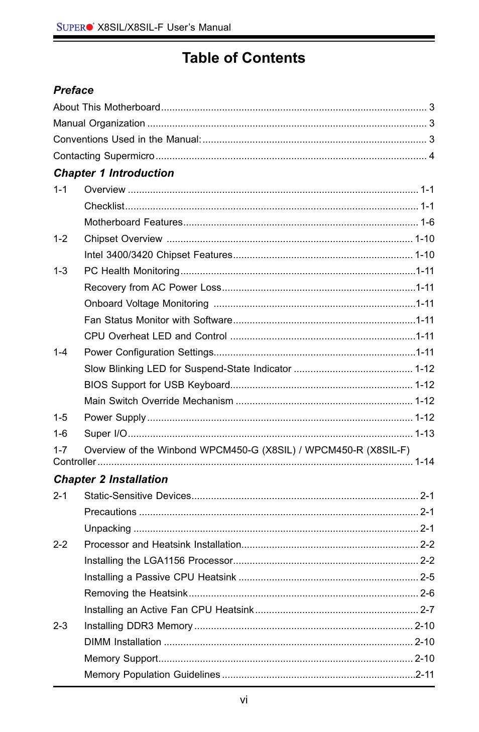 SUPER MICRO Computer X8SIL User Manual | Page 5 / 101