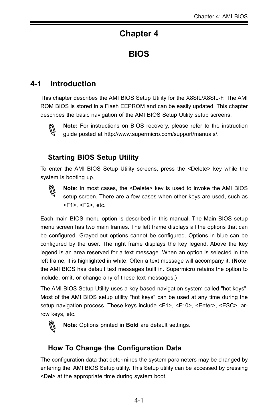 Chapter 4 bios, 1 introduction | SUPER MICRO Computer X8SIL User Manual | Page 69 / 101