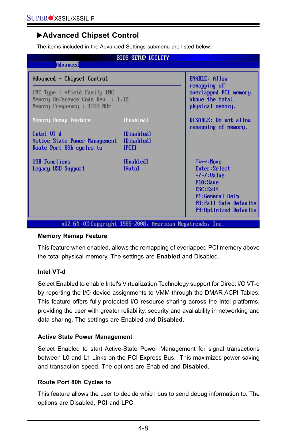 Advanced chipset control | SUPER MICRO Computer X8SIL User Manual | Page 76 / 101