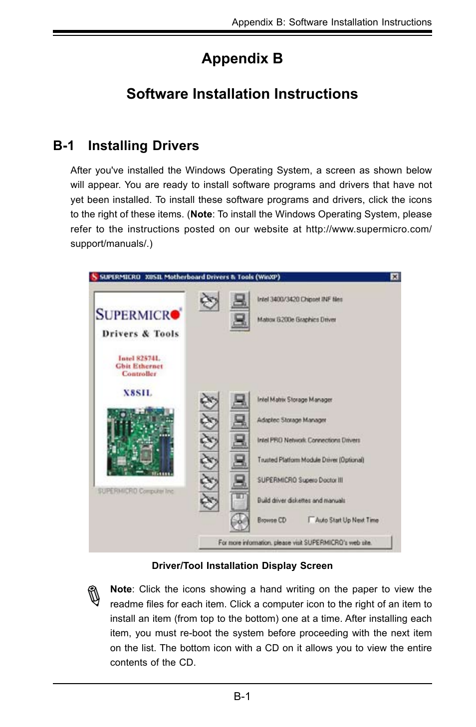 Appendix b software installation instructions | SUPER MICRO Computer X8SIL User Manual | Page 95 / 101