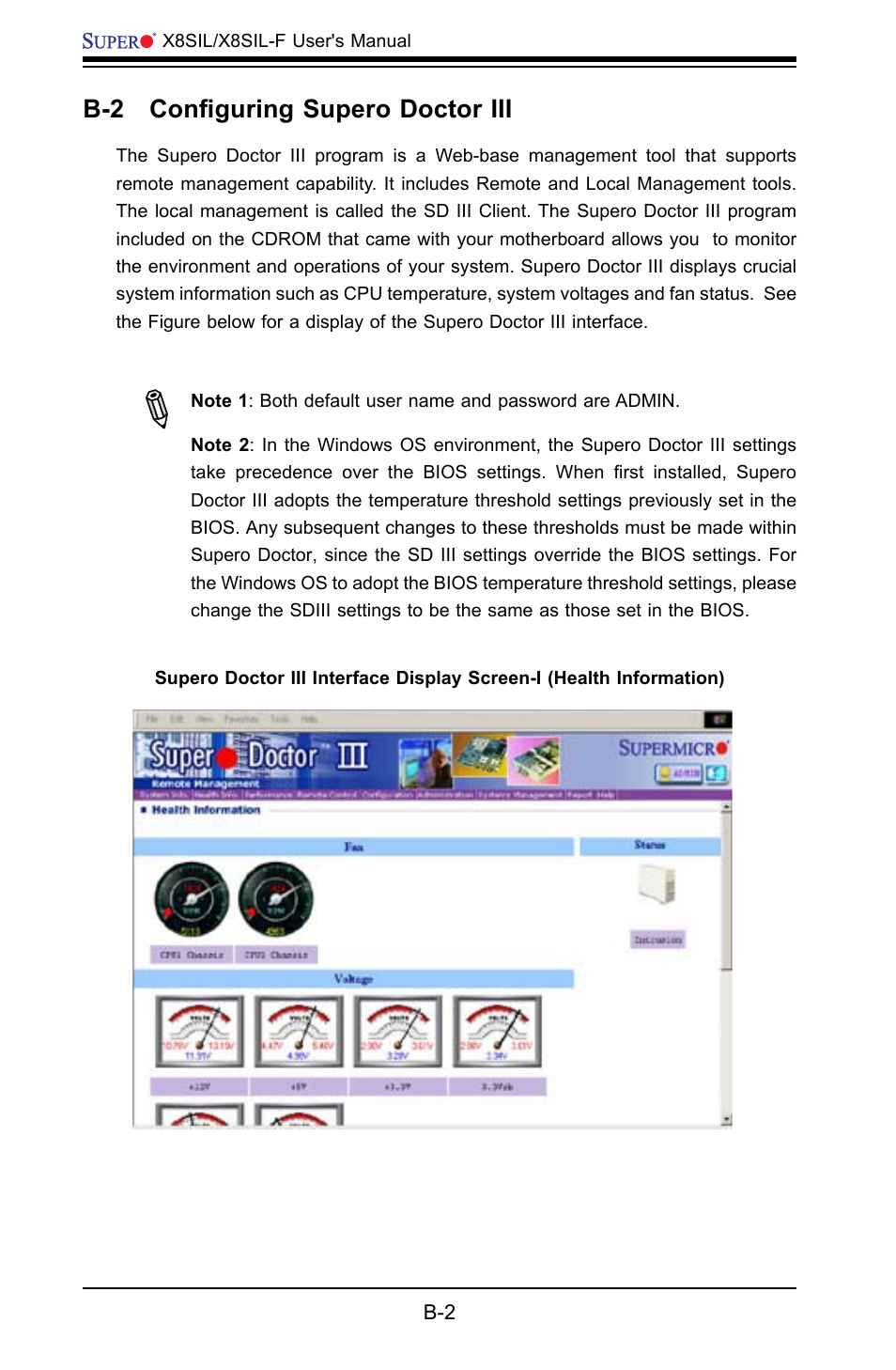 B-2 configuring supero doctor iii | SUPER MICRO Computer X8SIL User Manual | Page 96 / 101