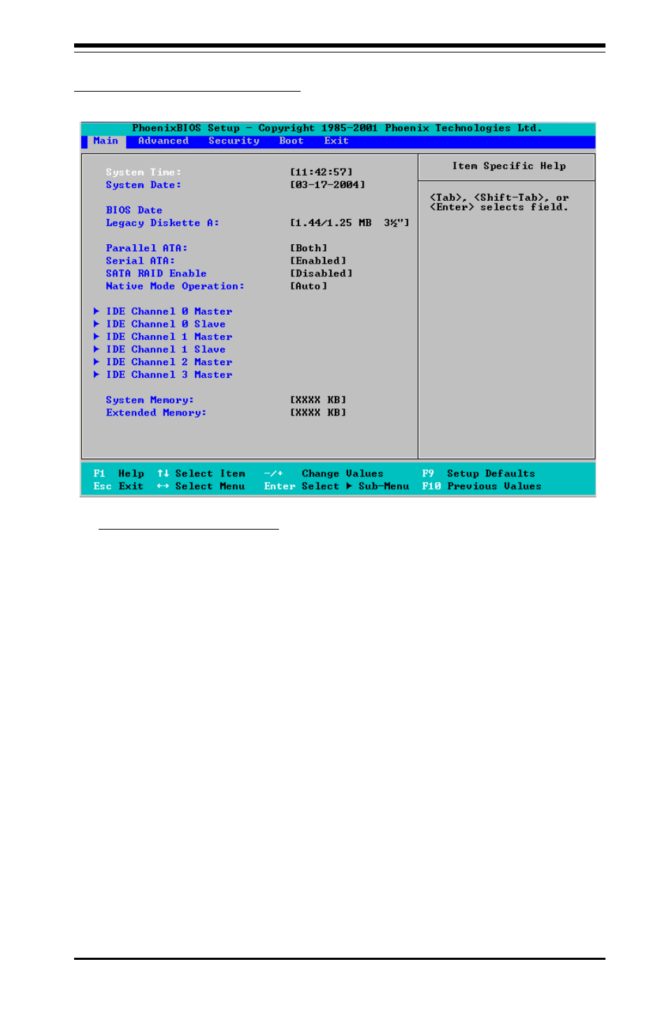 Main bios setup menu | SUPER MICRO Computer X6DHT-G User Manual | Page 57 / 110