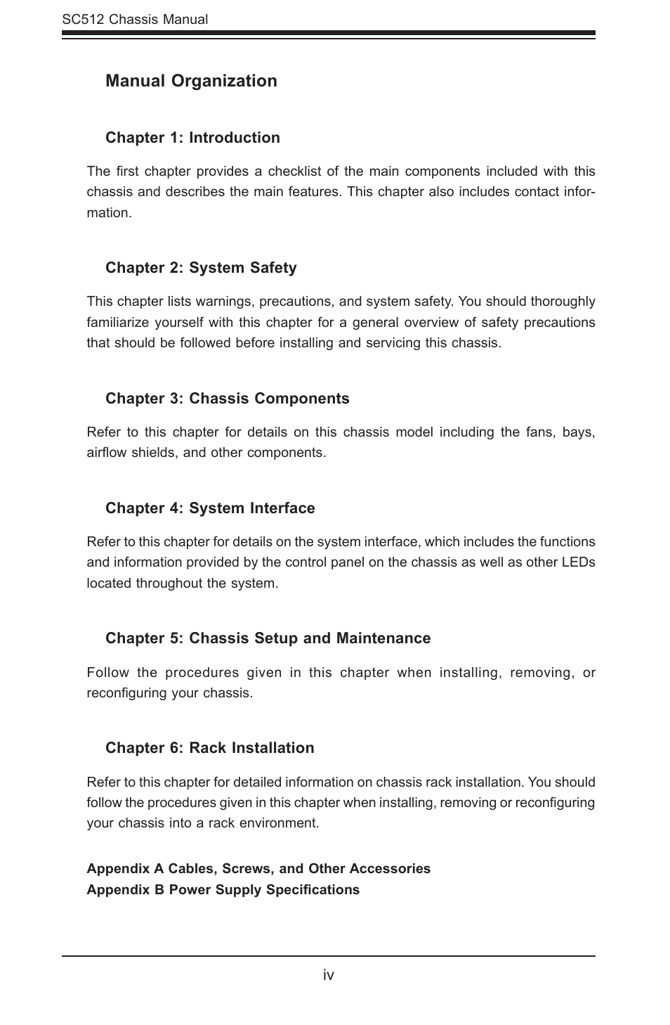 SUPER MICRO Computer Supero SC512 User Manual | Page 4 / 68