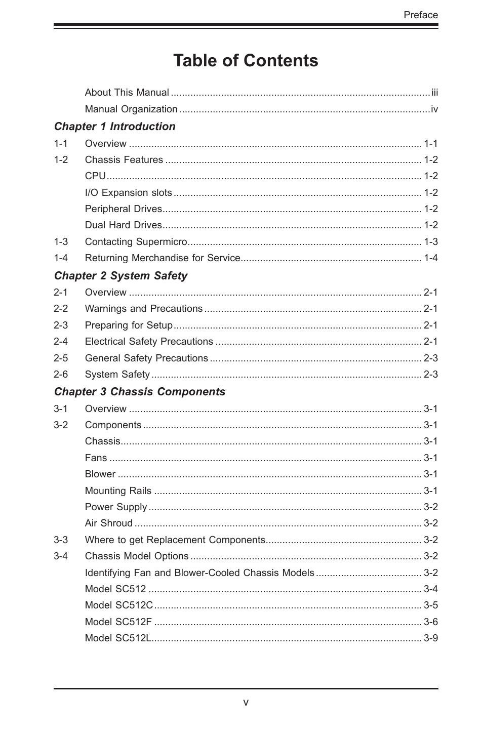 SUPER MICRO Computer Supero SC512 User Manual | Page 5 / 68