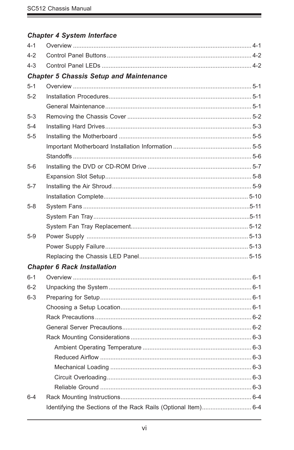 SUPER MICRO Computer Supero SC512 User Manual | Page 6 / 68