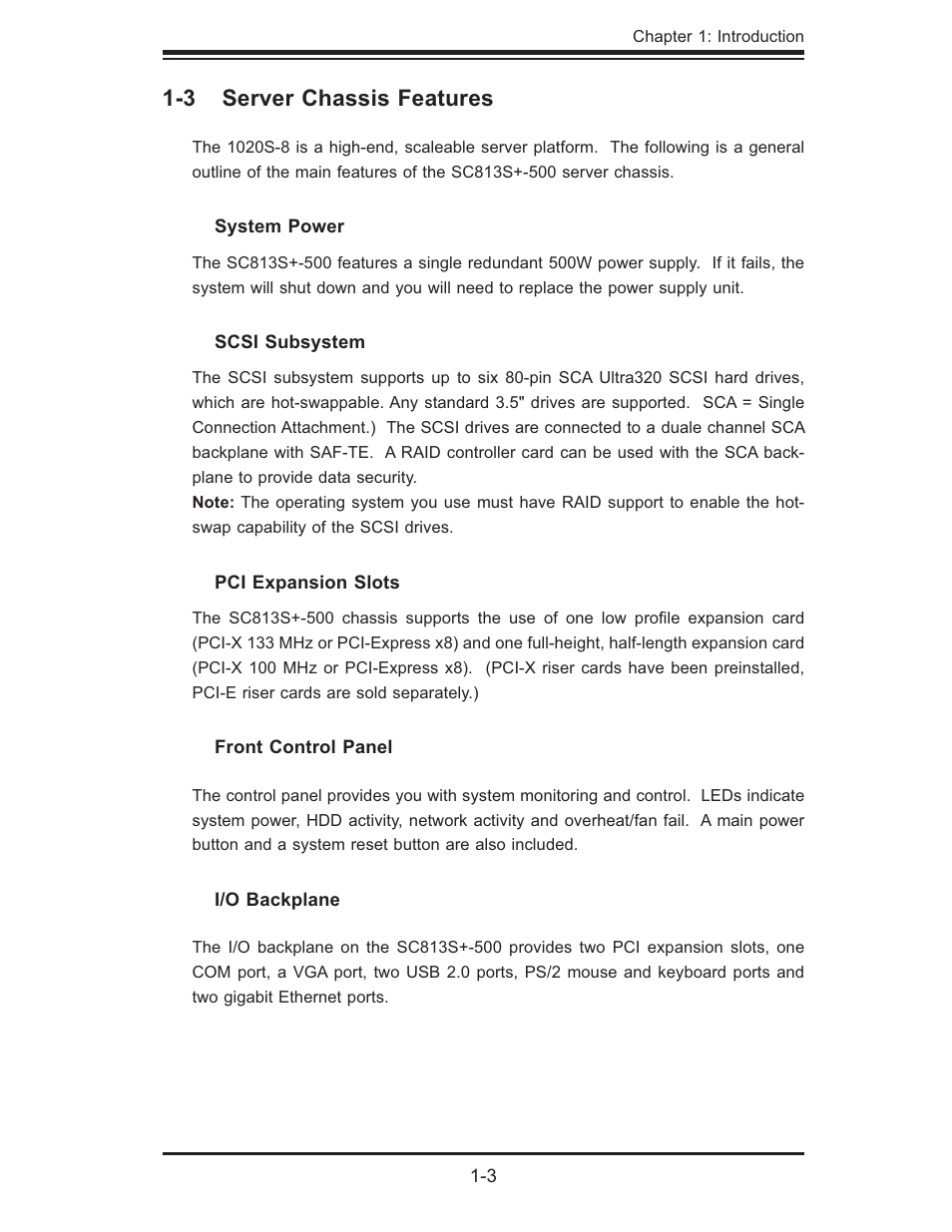 3 server chassis features | SUPER MICRO Computer AS1020S-8 User Manual | Page 13 / 102