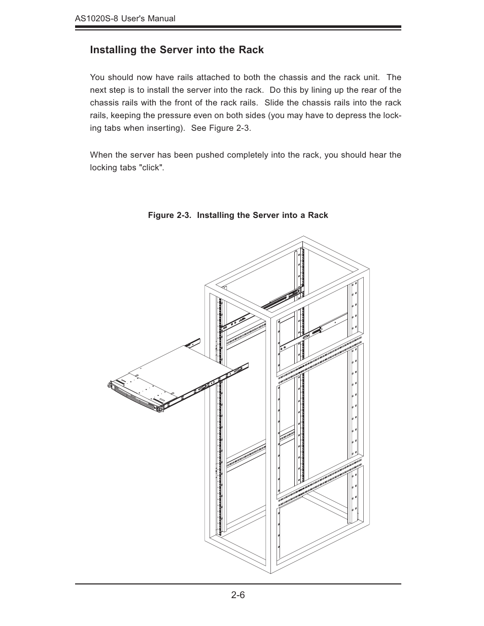 Installing the server into the rack | SUPER MICRO Computer AS1020S-8 User Manual | Page 22 / 102