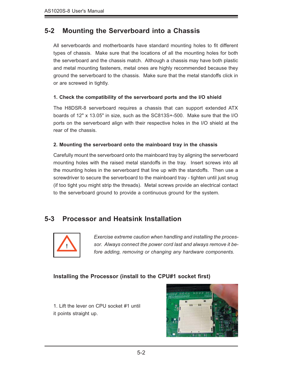 3 processor and heatsink installation, 2 mounting the serverboard into a chassis | SUPER MICRO Computer AS1020S-8 User Manual | Page 36 / 102
