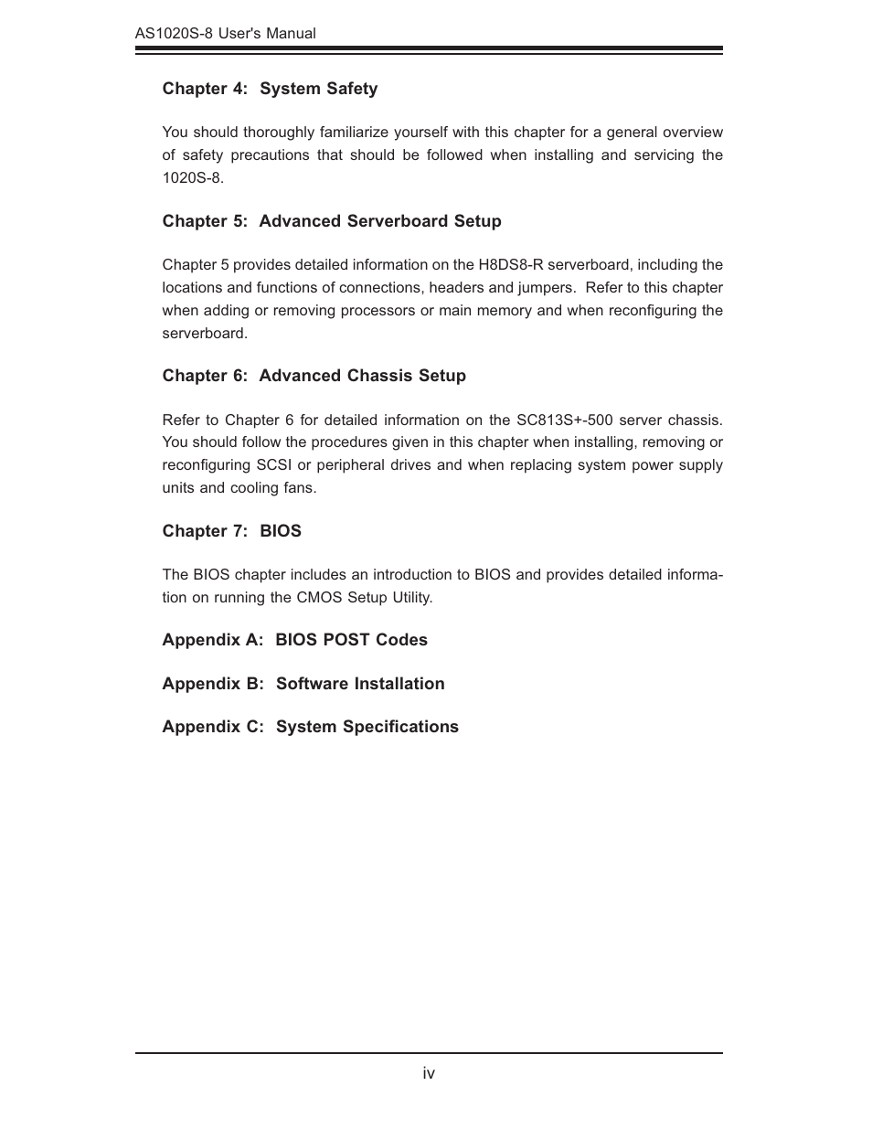 SUPER MICRO Computer AS1020S-8 User Manual | Page 4 / 102