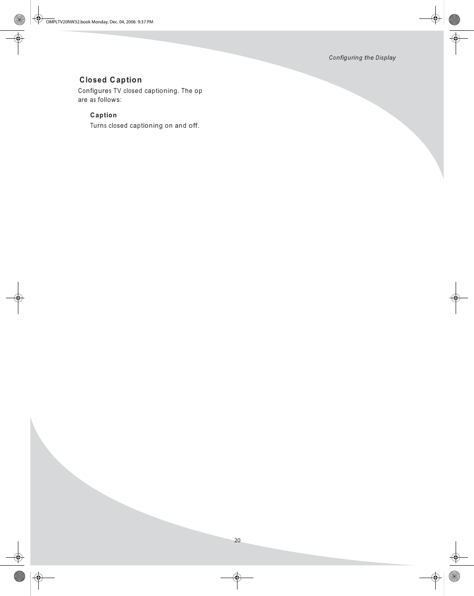 Closed c aption | SpectronIQ PLTV-20NW32 User Manual | Page 28 / 34