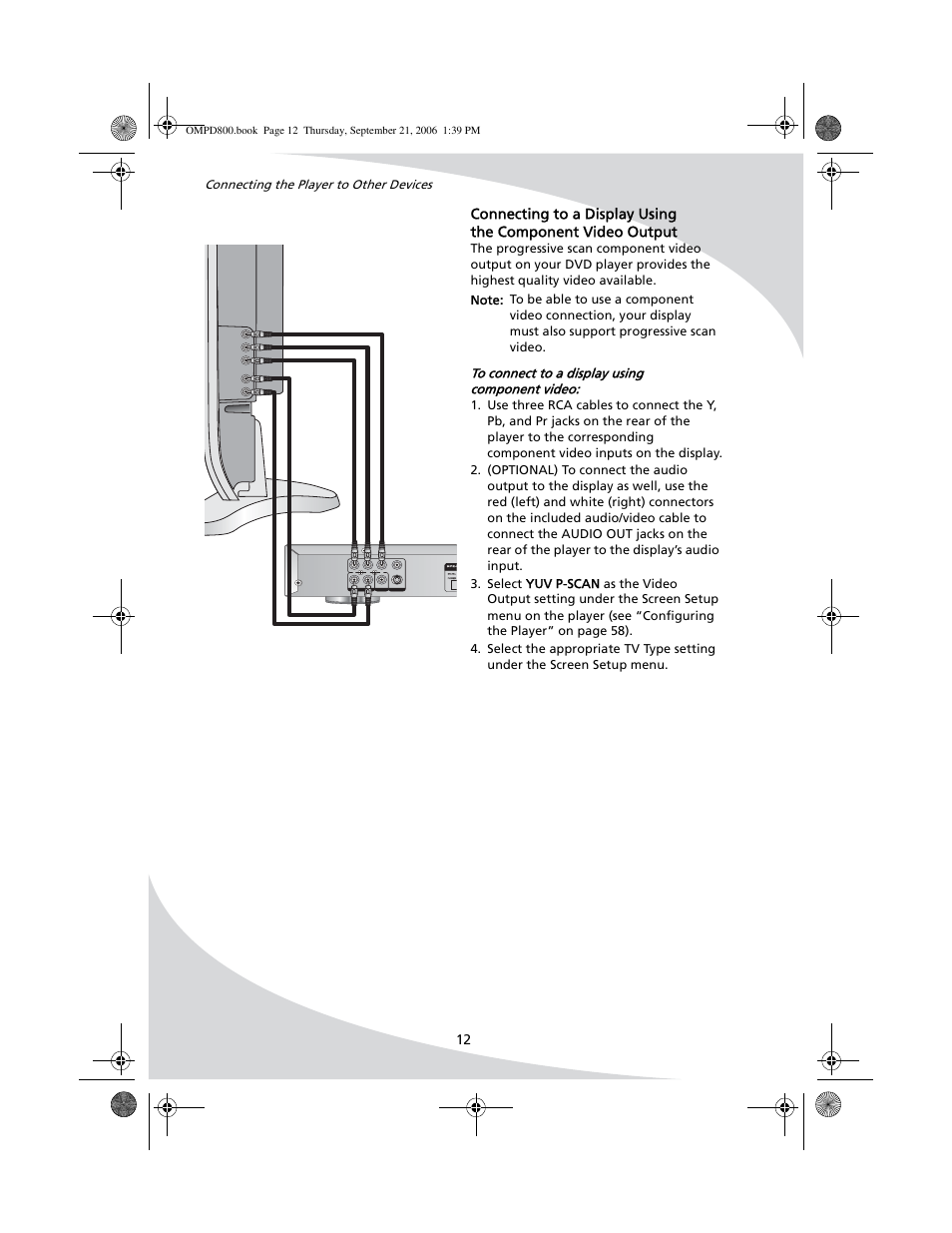 Pr r pb l y s-video video | SpectronIQ PD-1100 User Manual | Page 24 / 92