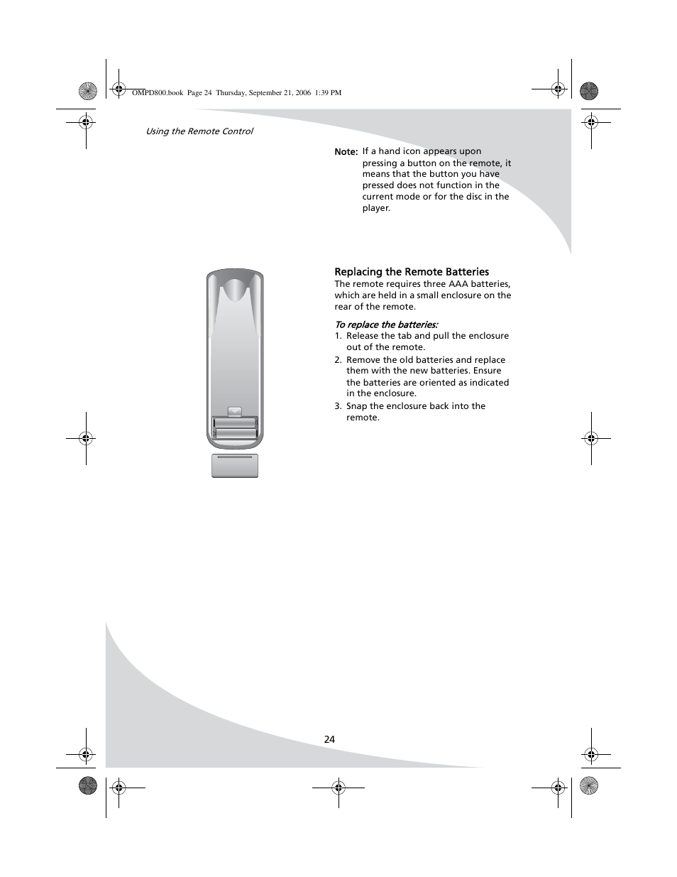 Replacing the remote batteries | SpectronIQ PD-1100 User Manual | Page 36 / 92