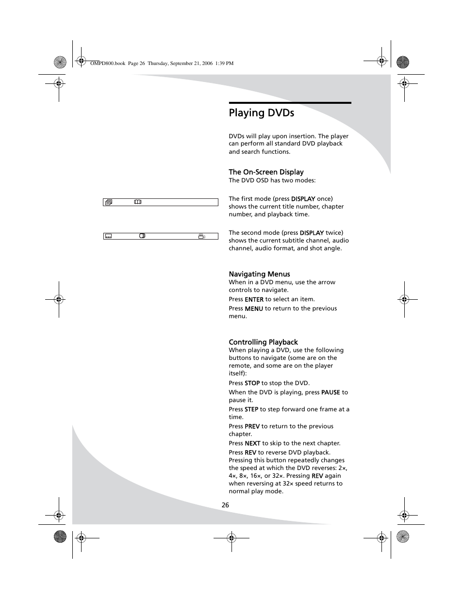 Playing dvds | SpectronIQ PD-1100 User Manual | Page 38 / 92