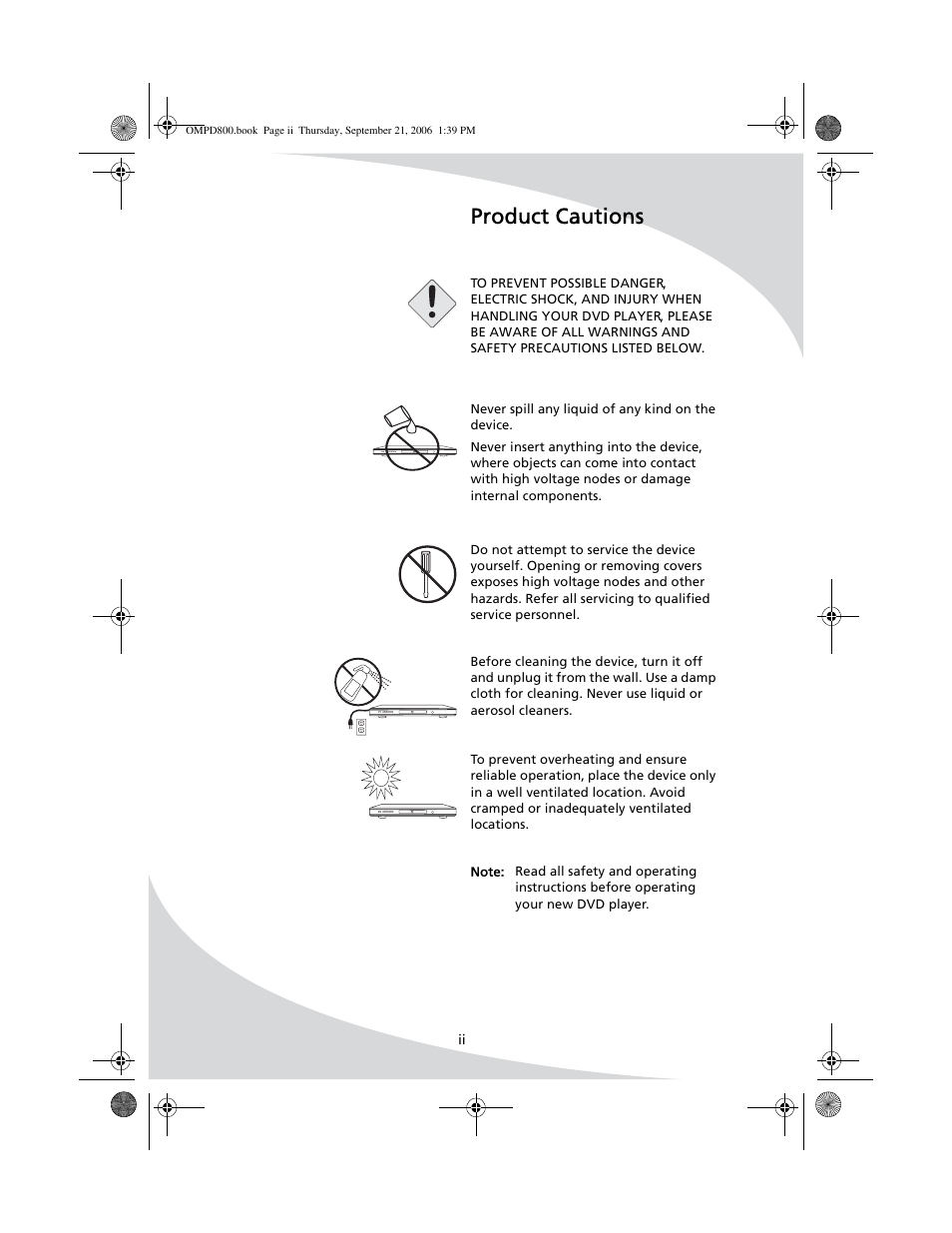 Product cautions | SpectronIQ PD-1100 User Manual | Page 4 / 92